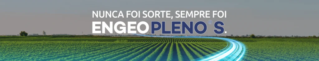 Lavoura de soja, com o inseticida ENGEO PLENO® S em destaque no céu.