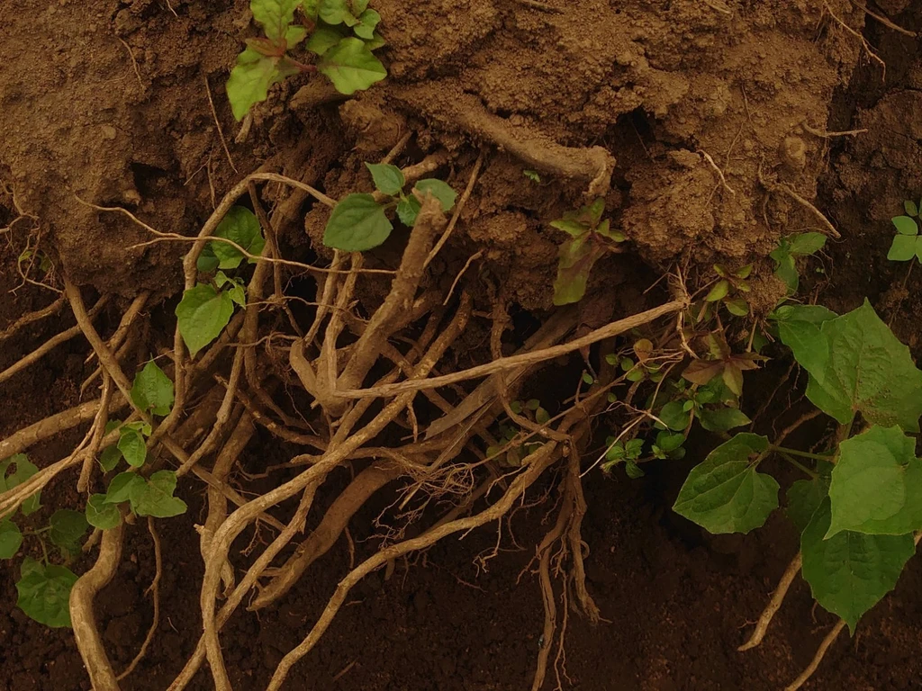 Raizes de planta em um close.