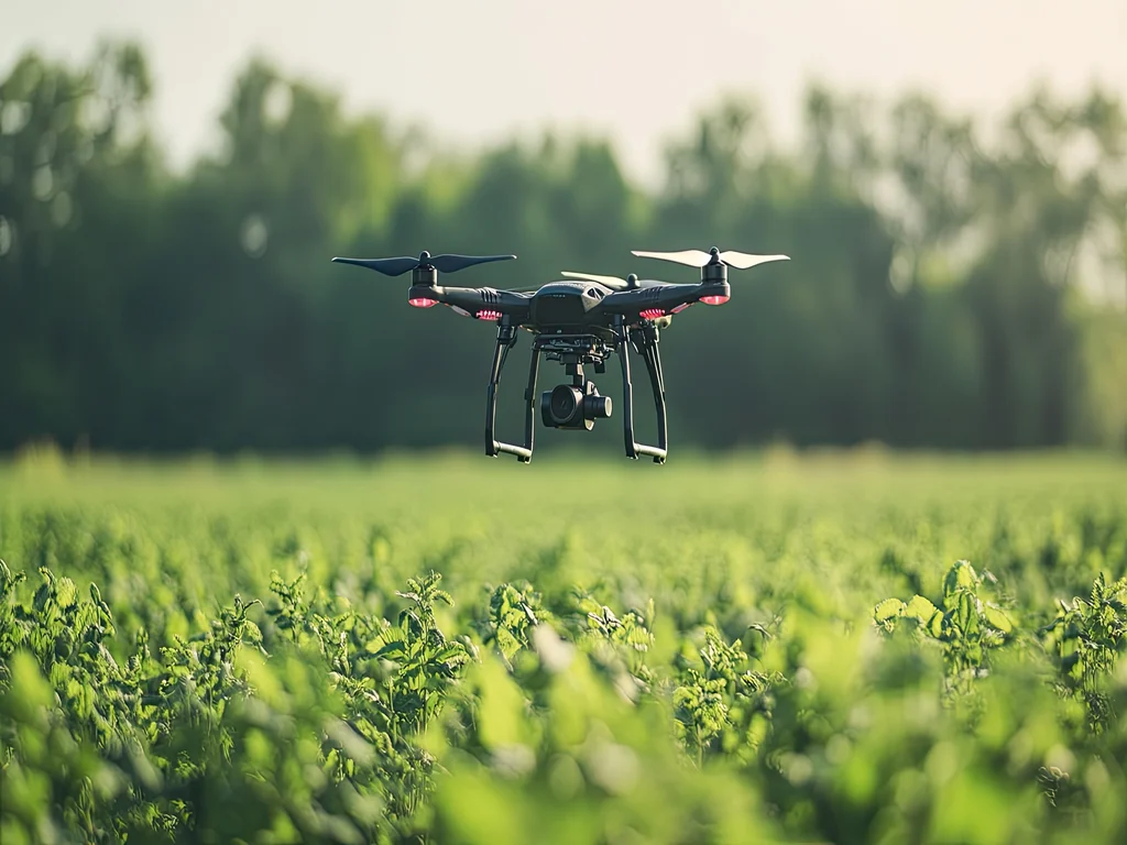 Drone sob uma plantação 