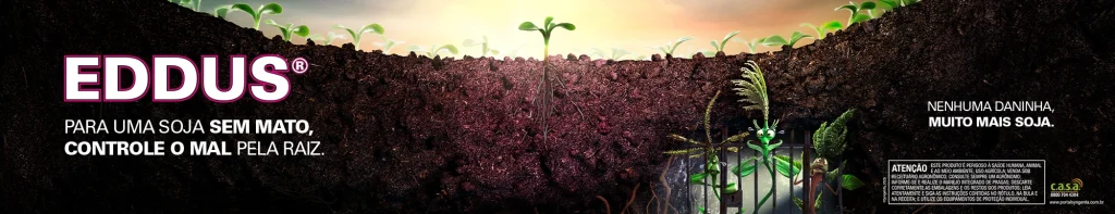 Banner do herbicida pré-emergente para soja EDDUS, indicado para o controle do caruru na soja