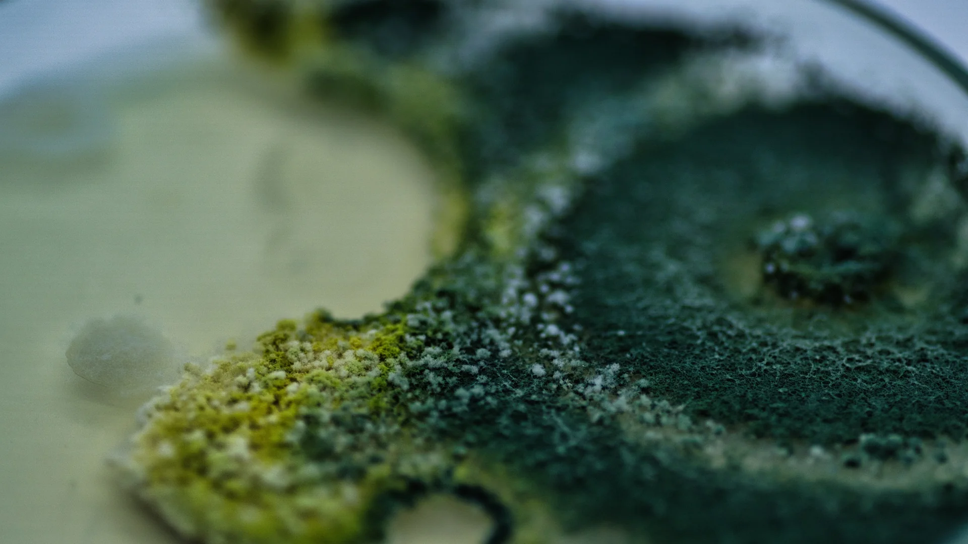Close em um microscópio do trichoderma